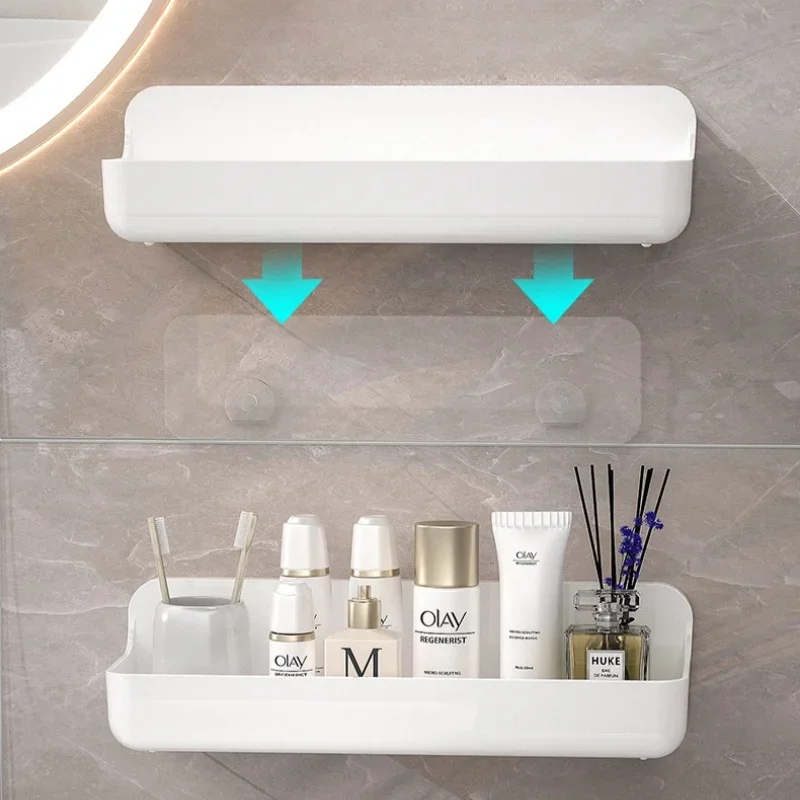 Bathroom Shelf No Drill Wall Mounted Shampoo Bottle Shower Corner Rack Toilet Storage Rack Plastic Bathroom Kitchen Accessories