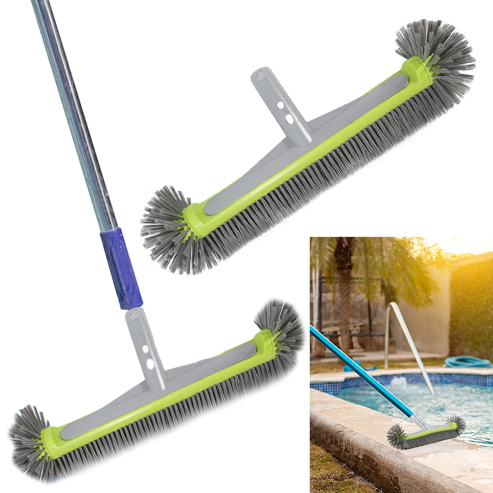 Cabezal de cepillo para piscina de alta resistencia de 17,5 pulgadas con extremos redondos, cepillo para fregar piscina para limpiar azulejos, paredes, escalones de suelo