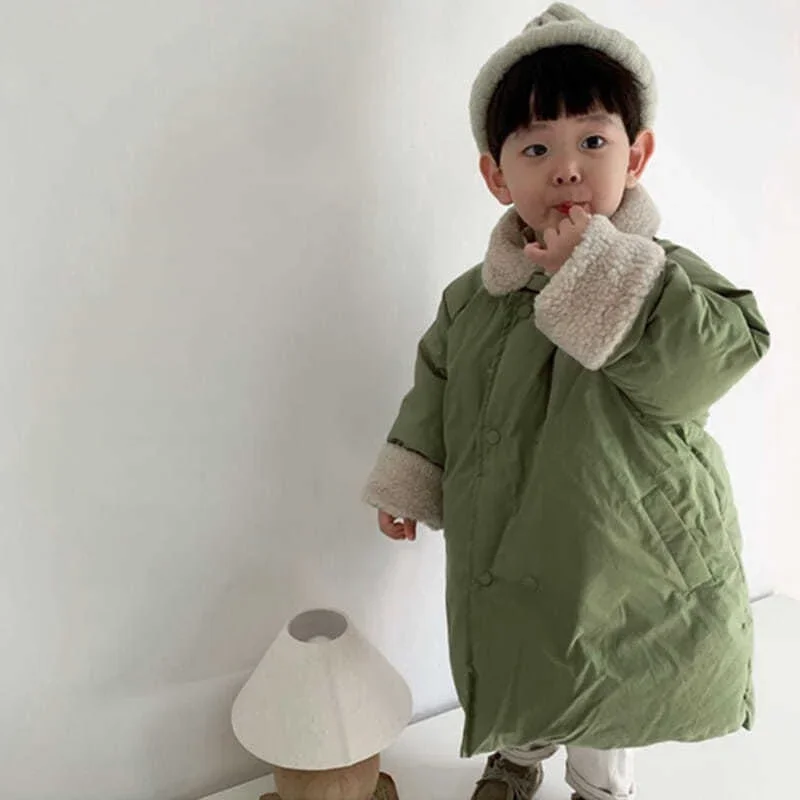 Girls Coat Jacket Winter Cotton Outwear Windbreak 2024 Elegant Warm Plus Thicken Velvet Overcoat Children's Clothing