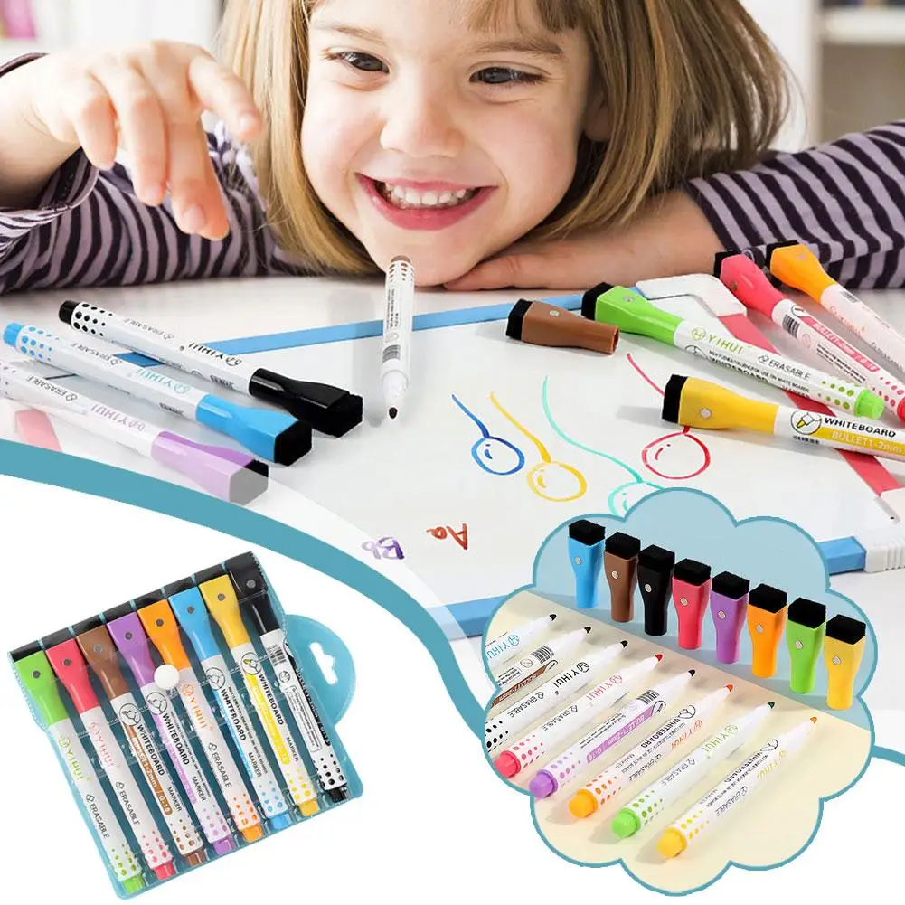 8 Colors Magnetic Whiteboard Pen Erasable Children's Pens Student Pen Dry Whiteboard Pens Color Supplies Tip Painting Fine M0W7