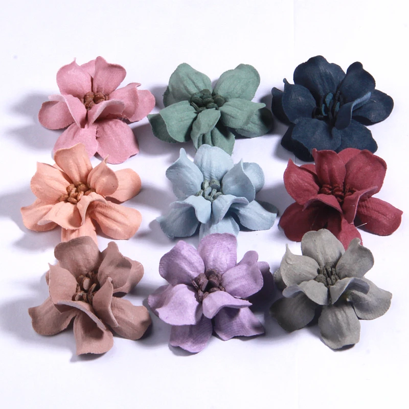 10Pcs 5CM Handmade DIY Fabric Flower For Wedding Invitation Artificial Flowers Dress Shoes Bride Bouquet Craft Projects