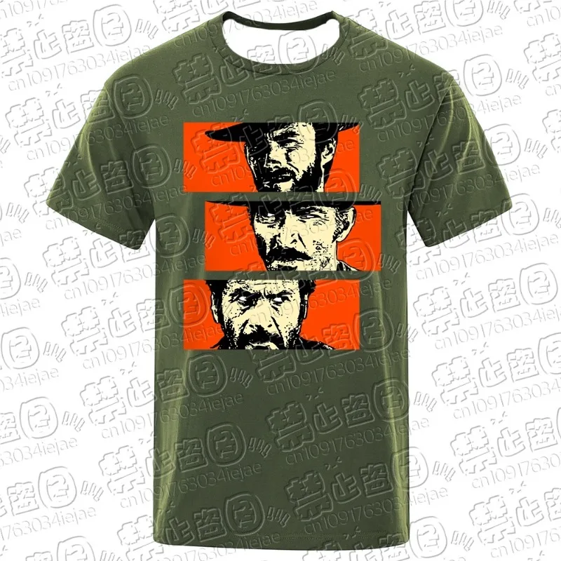 تي شيرت MOTO The Good the Bad and Ugly Blondie Angel Eyes Tuco Cowboy تي شيرت للرجال والنساء Il buono brutto cattivo تي شيرت كبير الحجم