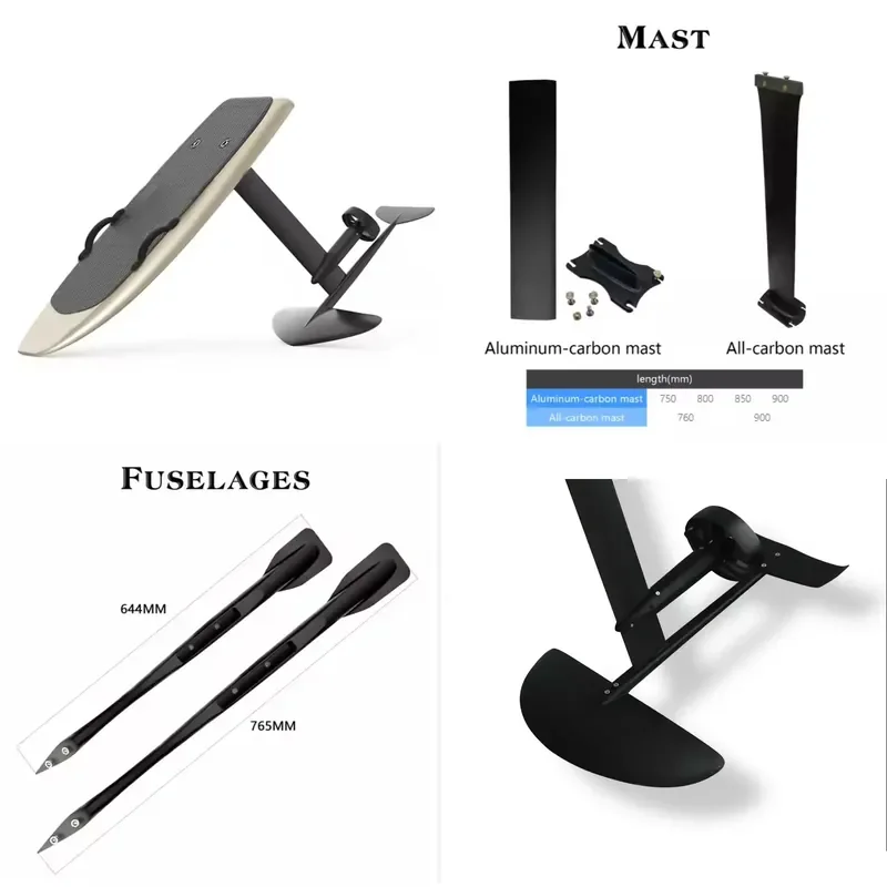 New Carbon Fiber EVA Hydrofoil Electric Surfboard 48V Motor Engine Customizable Logo PC Stand Fin Children's Ocean Sports