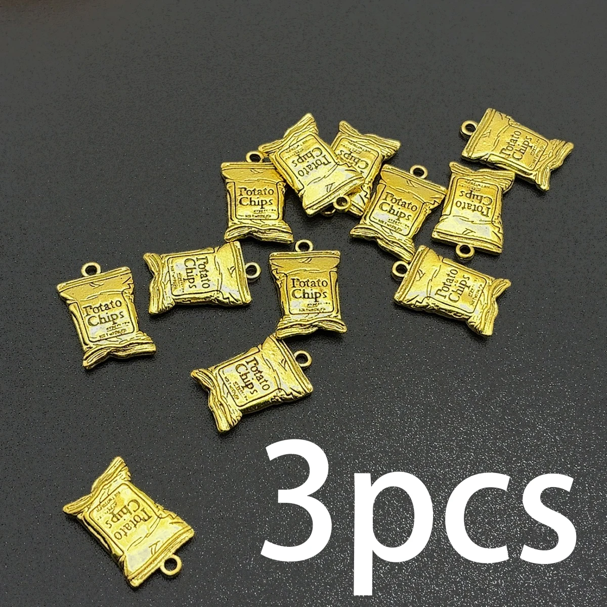 3 Pieces of Bagged Potato Chip-Style Handmade Accessories, Vintage Embossed Snack Packaging with a Simple Retro Design, Suitable for DIY Bracelets, Necklaces, Earrings, and Handmade Beaded Decoration Accessories