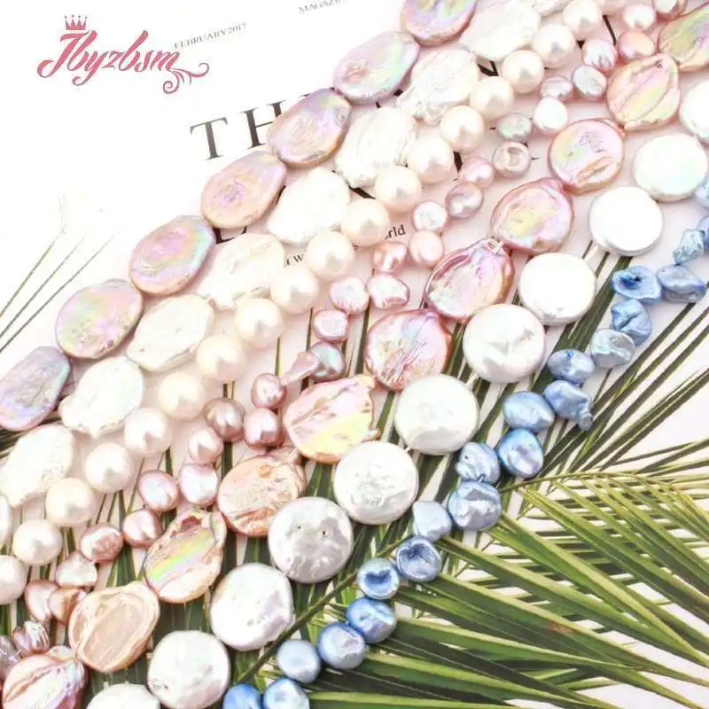 Natural Freshwater Pearl Stone Beads For Jewelry Making Necklace Bracelets Strand 15 Inches DIY Loose Beads 3-4mm 5-7mm 10mm