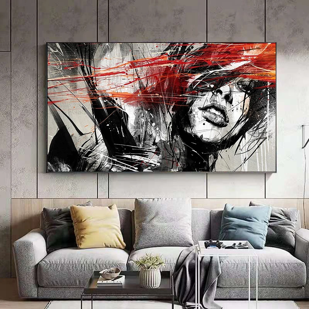 

Artistic Sketch of Woman Canvas Painting Abstract Poster Prints Wall Art Pictures for Living Room Decor Modern Home Decor Gifts