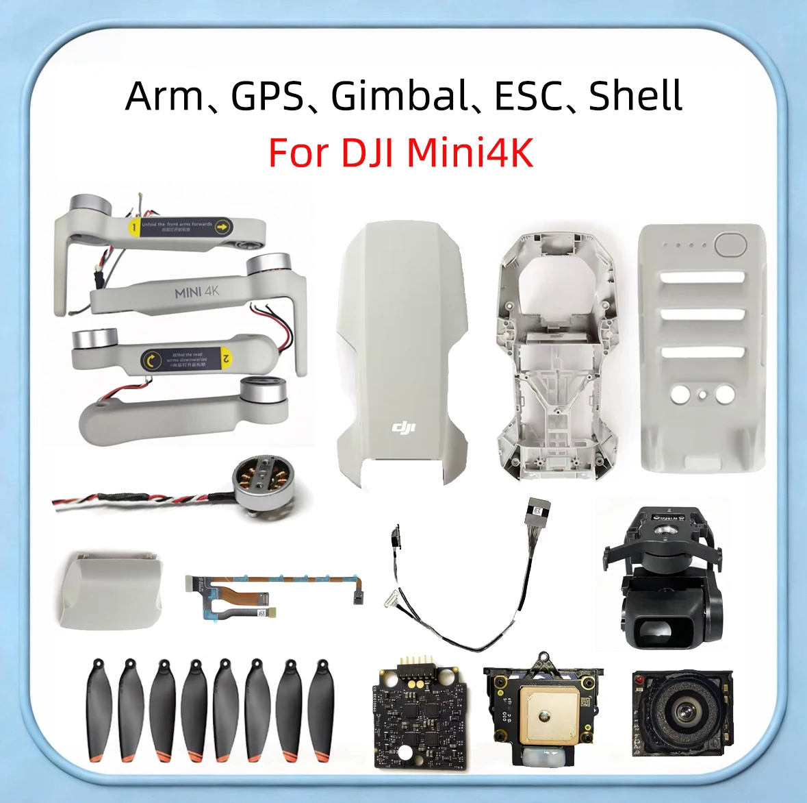 Mini 4K Middle Frame Upper Shell Front Left Motor Arm Battery Cover for DJI Mavic Mini Series - Replacement Drone Part