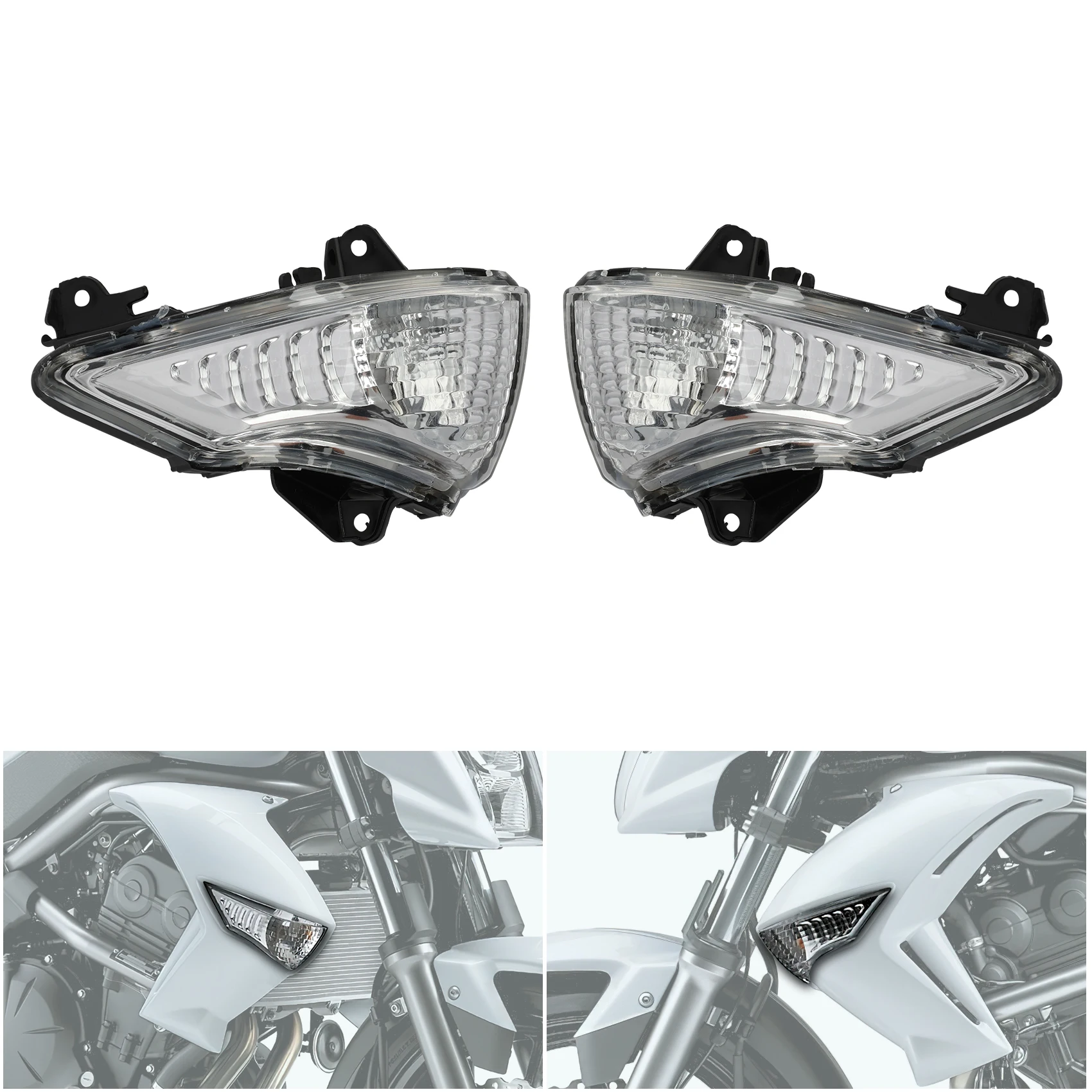 Передний указатель поворота мотоцикла, сигнал Winker для Kawasaki ER6N ER6F ER6R 2009-2011 2010, черный/прозрачный/оранжевый объектив