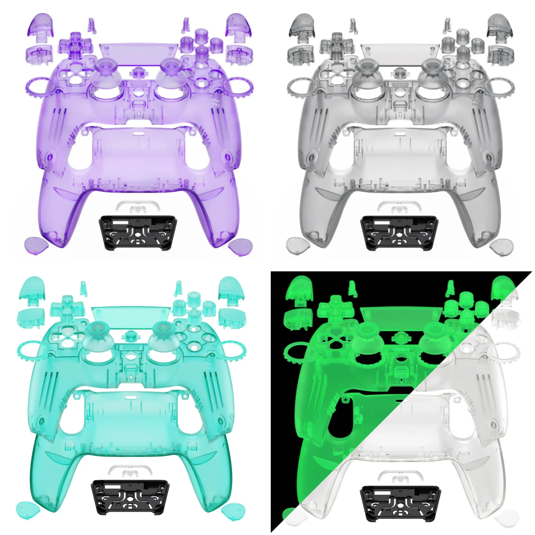 eXtremeRate Luna Redesigned Full Set Housing Shell Buttons Touchpad Cover for ps5 Controller BDM-030/040/050 - Clear Series