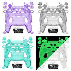 eXtremeRate Luna Redesigned Full Set Housing Shell Buttons Touchpad Cover for ps5 Controller BDM-030/040/050 - Clear Series