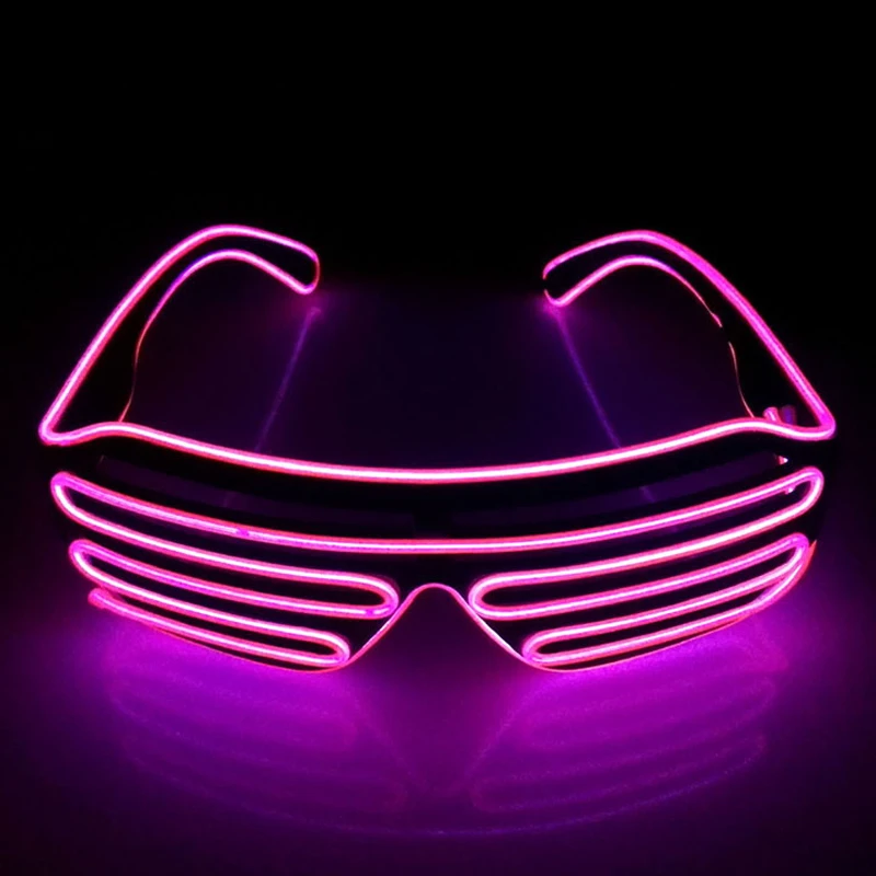 Cool Fashion Double Colors EL Window-shades Glasses Glowing Glasses Neon LED Light Up Sunglasses Glow Party Decorative Glasses