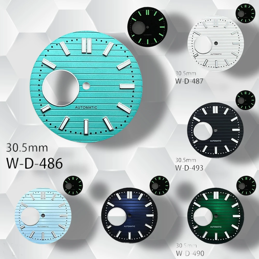 30.5mm S Logo Hollow Out Dial Suitable for NH38 Movement Green Luminous Watch Modification Accessories