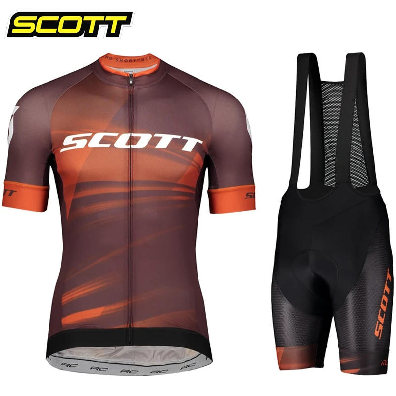 

Cycle Jersey Spring Summer SCOTT Cycling Shorts Men Mallot Man 2024 Clothing Laser Cut Tricuta Sleeve Mtb Clothes Men's Suit Bib