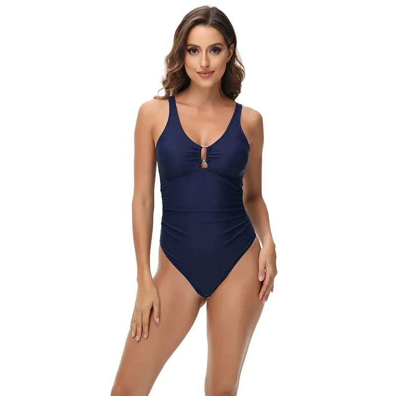 Women 2024 Solid One Piece Swimsuit Sexy Micro Thong Halter Biquini Female Monokini Bathers Bathing Suit Lady Swimwear Beachwear