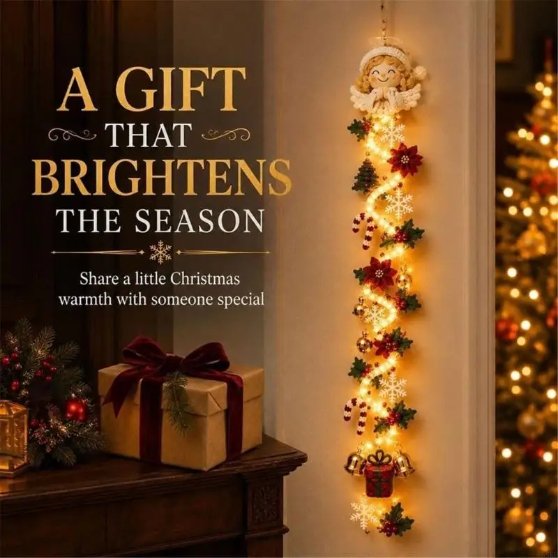 Plastic Lighted Christmas Decoration with Integrated Hanging Point and Button-Cell Design for Seasonal Door Display 55KF