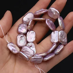 Purple Rectangular Natural Freshwater Baroque Pearl 15x18mm Loose Spaced Beaded Jewelry Making Necklace Earrings