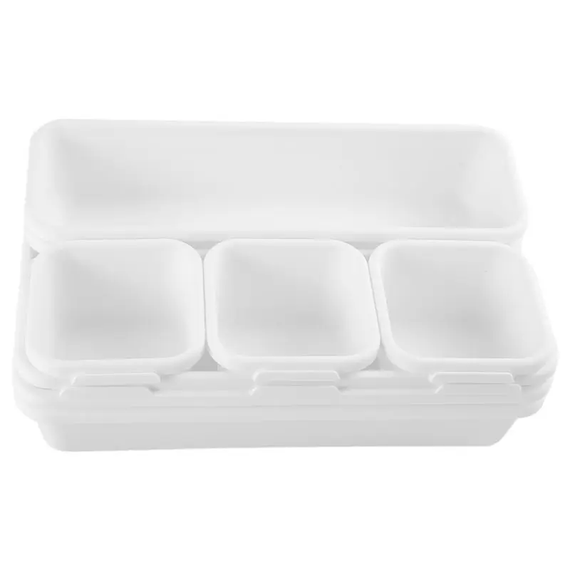 HLZS-Drawer Organizer (8 PCS) - Interlocking Desk Organizer Tray Drawer Dividers Snap Together For Custom Layout Non Slip