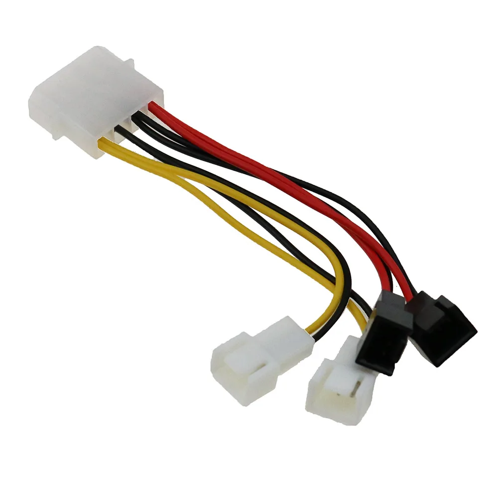 2pc 4-Pin Molex To 3-Pin Fan Power Cable Adapter Connector 12V Computer Cooling Fan Cables For CPU PC Case Fan