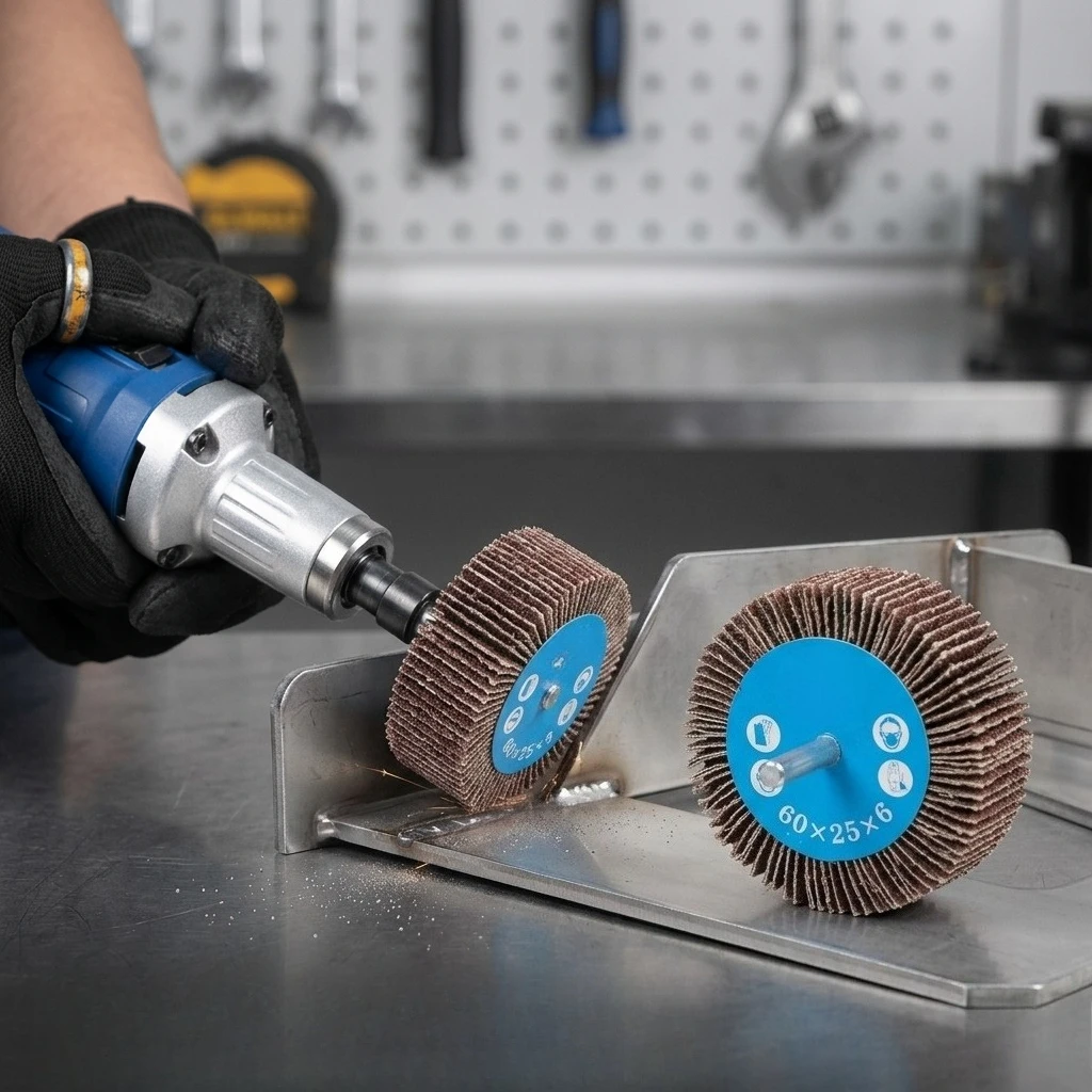 Mounted Flap Wheel with Shaft - High Efficiency Abrasive Sanding Drum for Rotary Tool Metal Wood Polishing