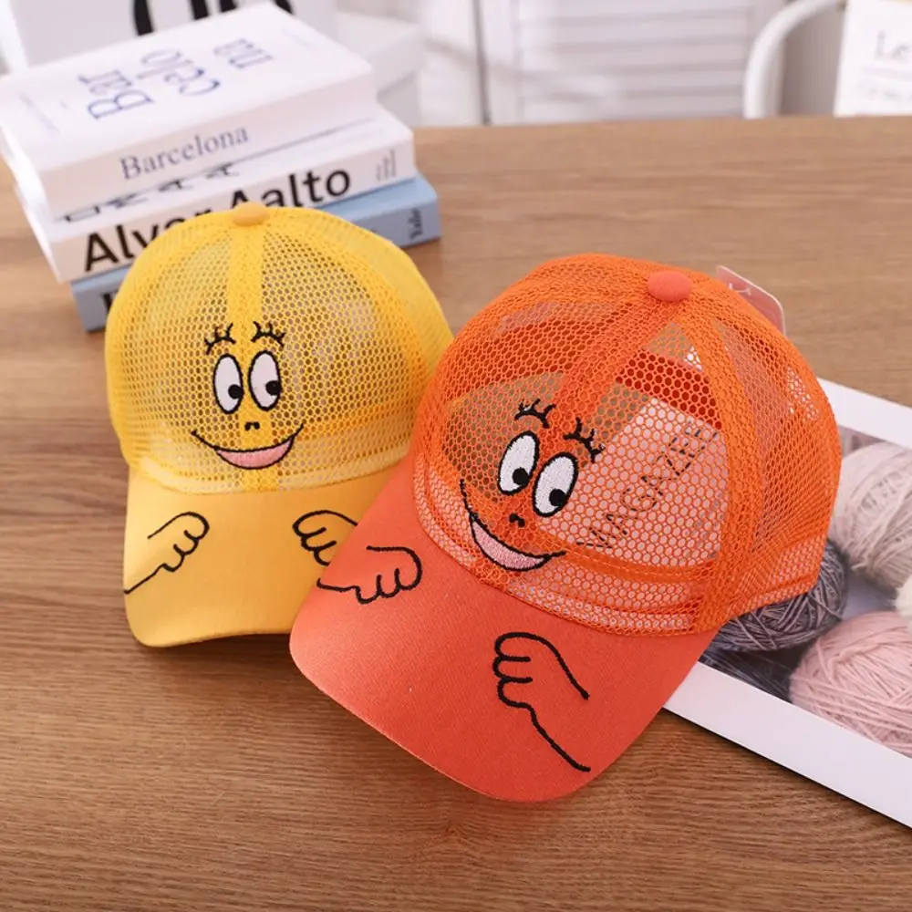 Beach Children Mesh Baseball Cap New Cool Cartoon Face Kids Hats Spring Summer Autumn Sun Hat Camping/Fishing