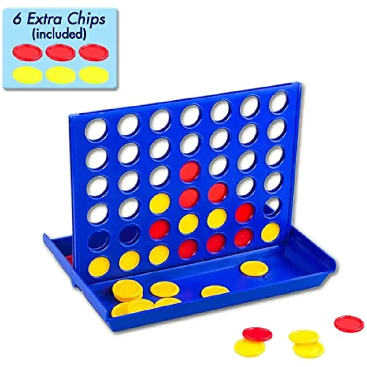 Classic 4 In A Row Game - 6 Spare Discs Included - Perfect for Ages 3-82 yrs Old Kids & Adults!