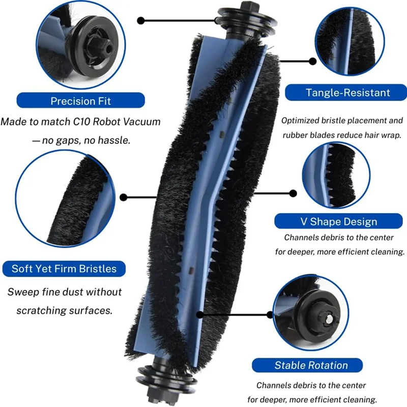 

A24R Replacement Parts Compatible 8 Side Bruhses Dust Bags Accessories For C10 With Self Emptying