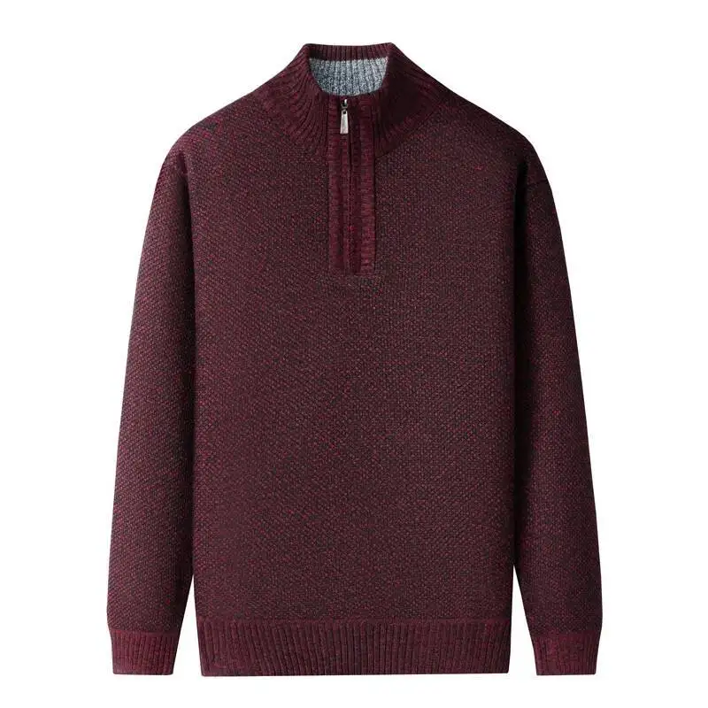 

Осень-зима, мужские свитера с воротником-стойкой, классический однотонный мужской утепленный свитер, модные мужские вязаные пуловеры