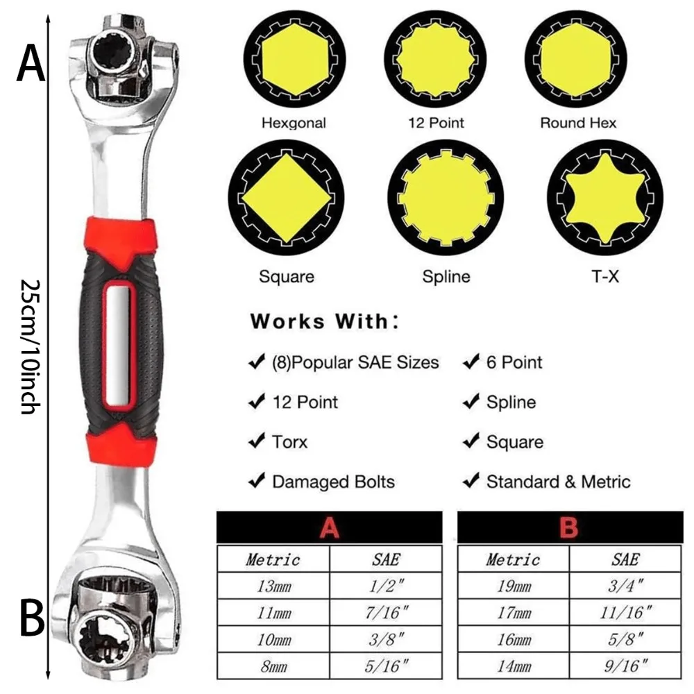 48-in-1 Universal Socket Wrench with 360° Rotating Head, Suitable for Household and Automotive Repair.