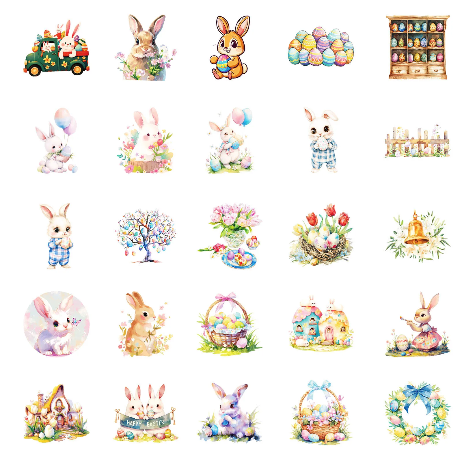 สติกเกอร์ลายกราฟฟิตี้ธีมอีสเตอร์ 10/50 ชิ้น ลายกระต่ายน่ารัก ไข่อีสเตอร์ การ์ตูน สำหรับตกแต่งกระเป๋าเดินทาง โทรศัพท์ กีตาร์ สมุดภาพ แก้วน้ำ ของเล่นเด็ก