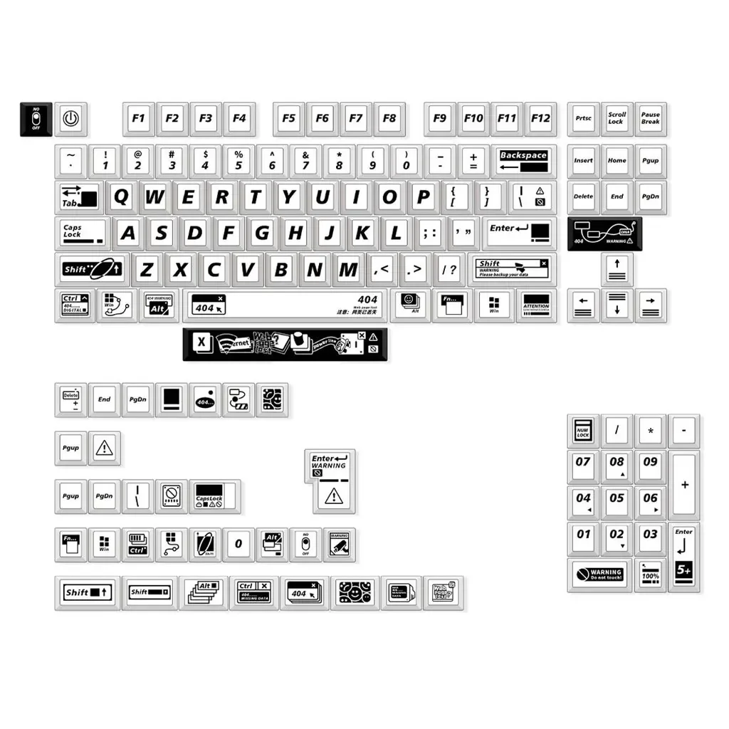 139 Tasten, einfaches 404-Themen-Tastenkappen-Set, Kirschhöhe, PBT, thermische Sublimation, DIY für 61, 87, 98, 104, 108 Tasten, mechanische Tastatur