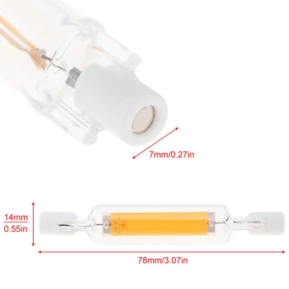 5W 78MM 110-120V R7S Mini Glass 360 Degrees Dimmable Warm White / Cool White with Horizontal Plug COB Replace Halogen Lamp New