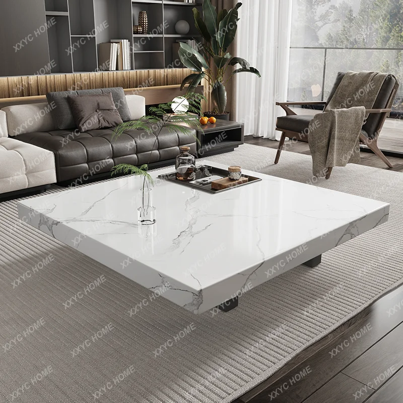 XX minimalist light luxury rock slab coffee table modern suspension advanced brown marble living room household