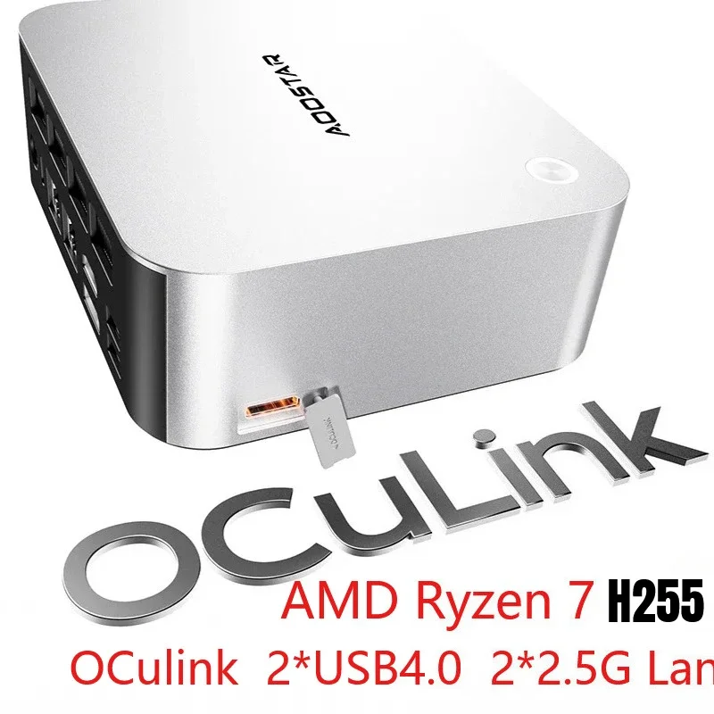 AOOSTAR MACO AMD Ryzen 7 H 255 Mini PC DR5 5600MT/s M.2 SSD بصمة فتح OCulink 2 * USB4.0 WiFi6 BT5.2 ألعاب الكمبيوتر #1