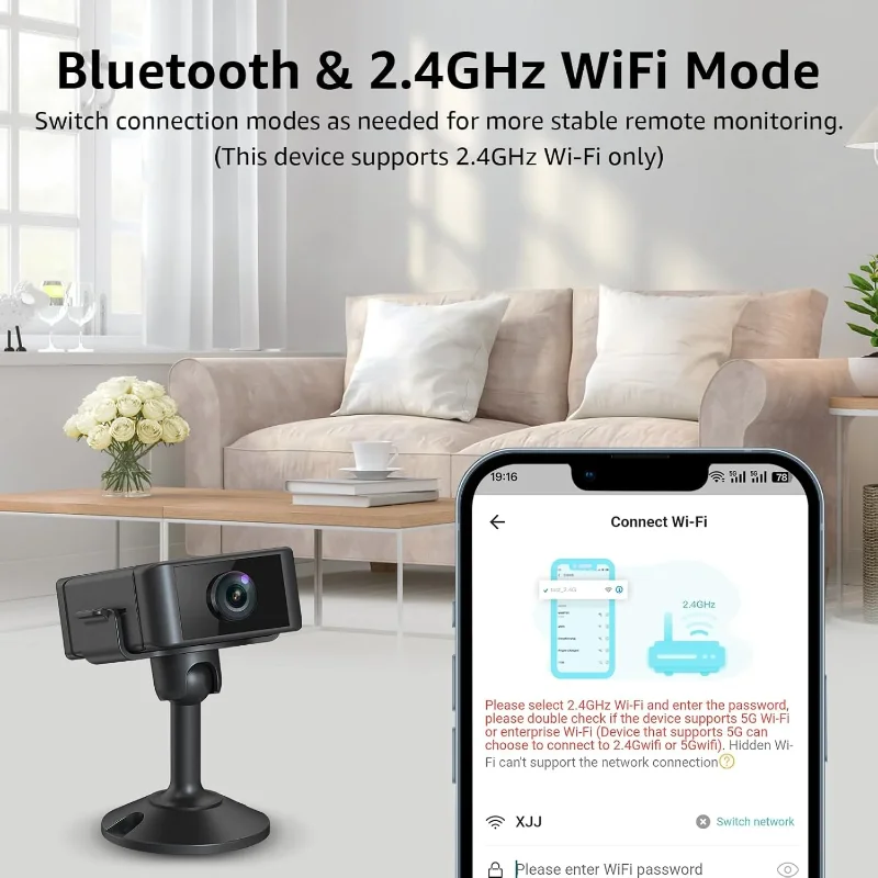 New Indoor 4K Security Mini Camera Night Vision 4H Battery Life Motion Detection Alerts SD/Cloud Storage Phone App Control