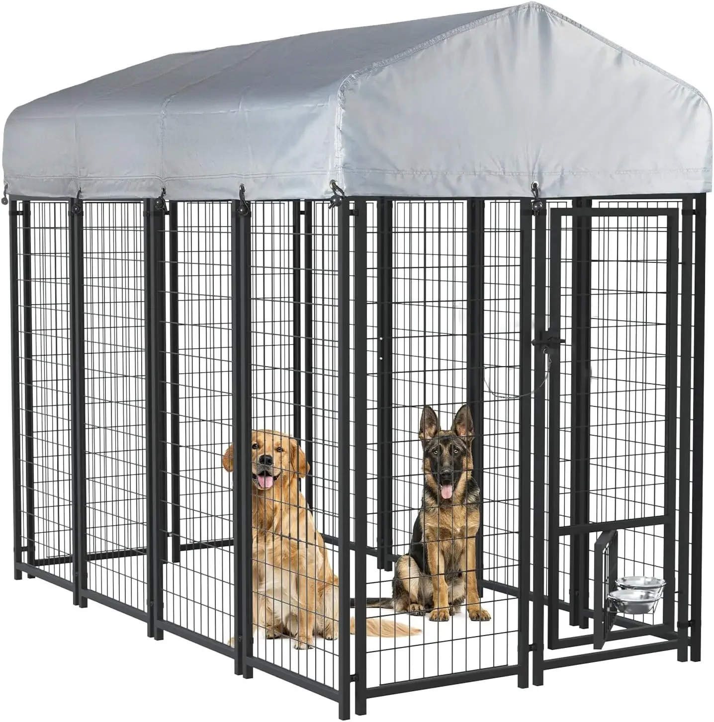 8x4x6 FT Outdoor Dog Kennel for Large Dogs, Heavy Duty Welded Wire Steel Dog Playpen Fence with Secure Lock, Pet Pen