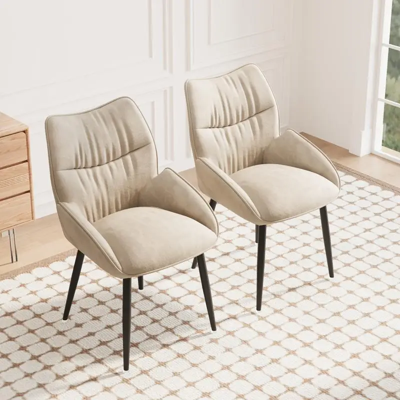 Modern Velvet Dining Chair Set, 2-Piece, Minimalist Design, High Rebound Cushion, Stable Metal Frame, Silent Foot Pads, Ideal