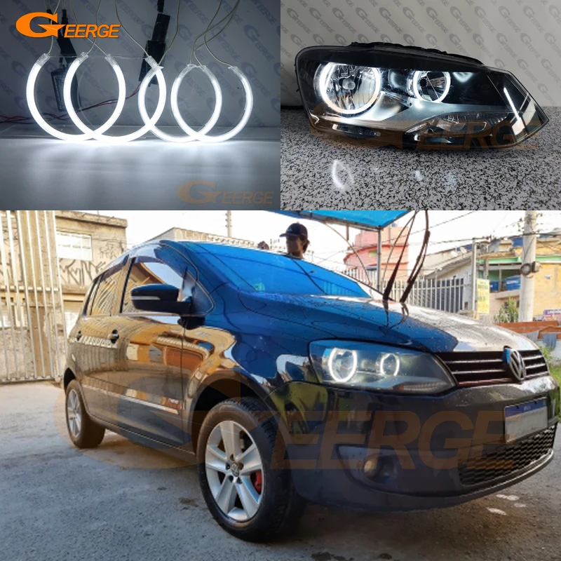 For Volkswagen VW Polo 5 6R 6C Crosspolo Vento Voyage Saveiro Ultra Bright CCFL Angel Eyes Halo Rings Kit Car Accessories