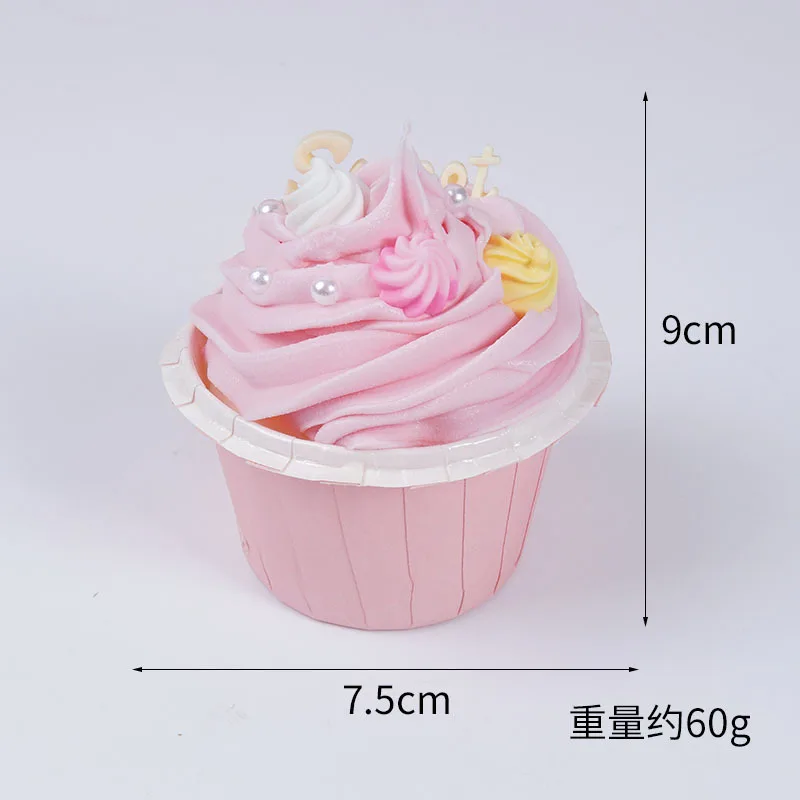 Artificial Mousse Cupcake Soft Dessert Pink Cake Snack Scaledecoration Simulation Food Model Refrigerator Stickers Home Decor