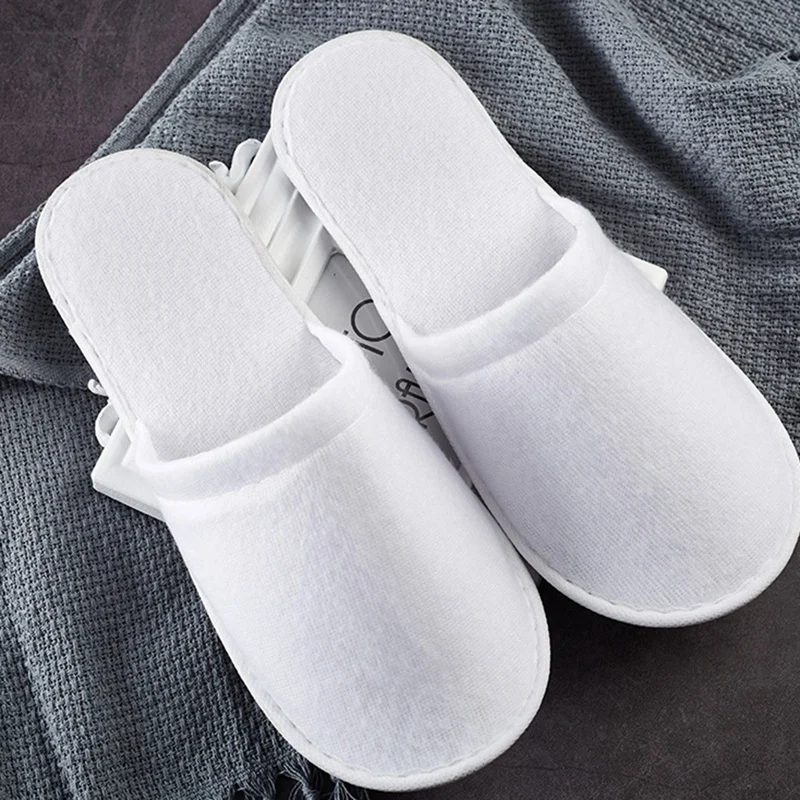 40 Pairs For NEW Non-Slip Closed Toe Disposable Slippers Ultra-Thin Brushed Plush Disposable Slippers Compatible With Hotel Home