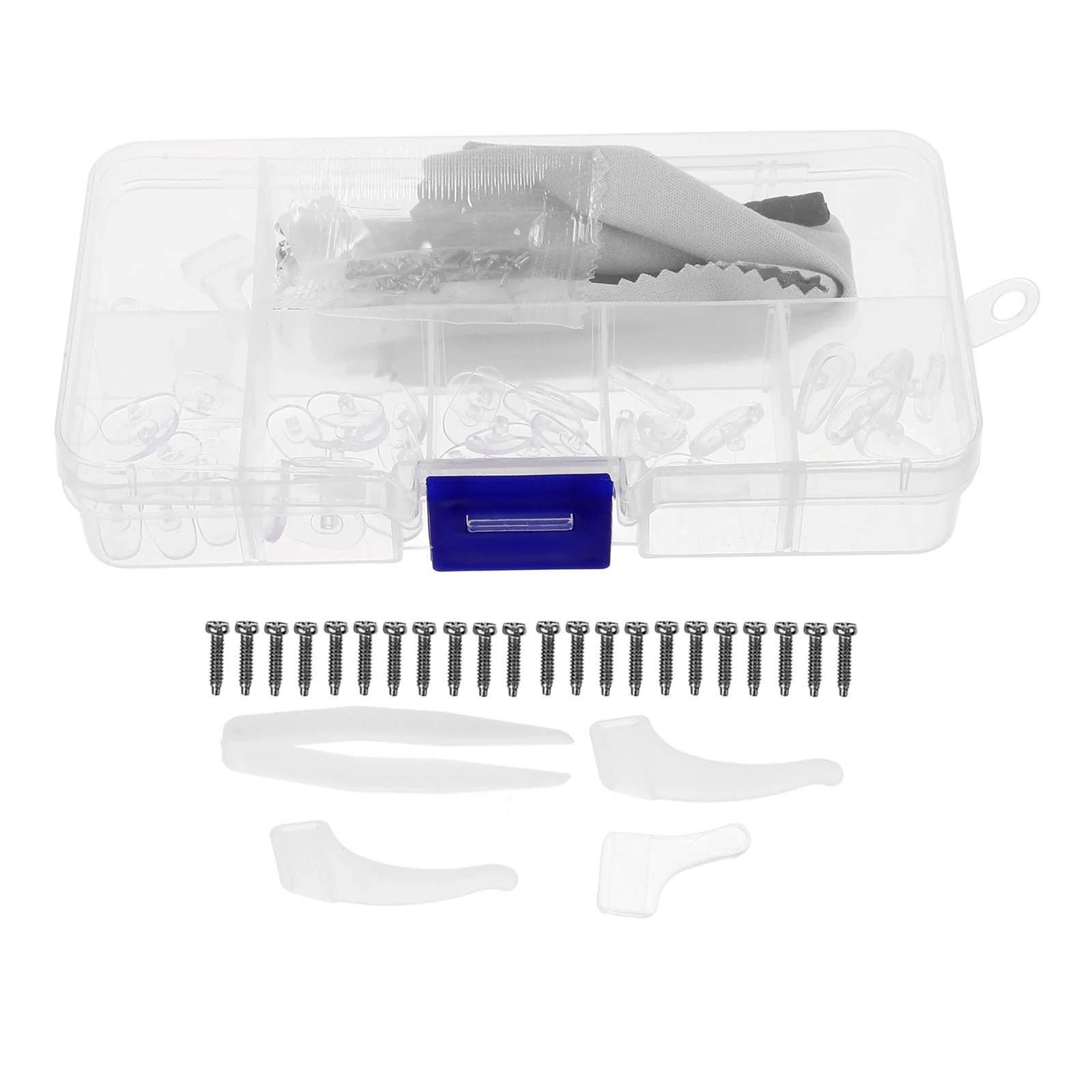 

1Set Eyeglass Repair Screws Kit Nose Pads Anti-Skid Screwdriver Tweezers Cleaning Cloth Glasses Repair Kit for Sunglasses