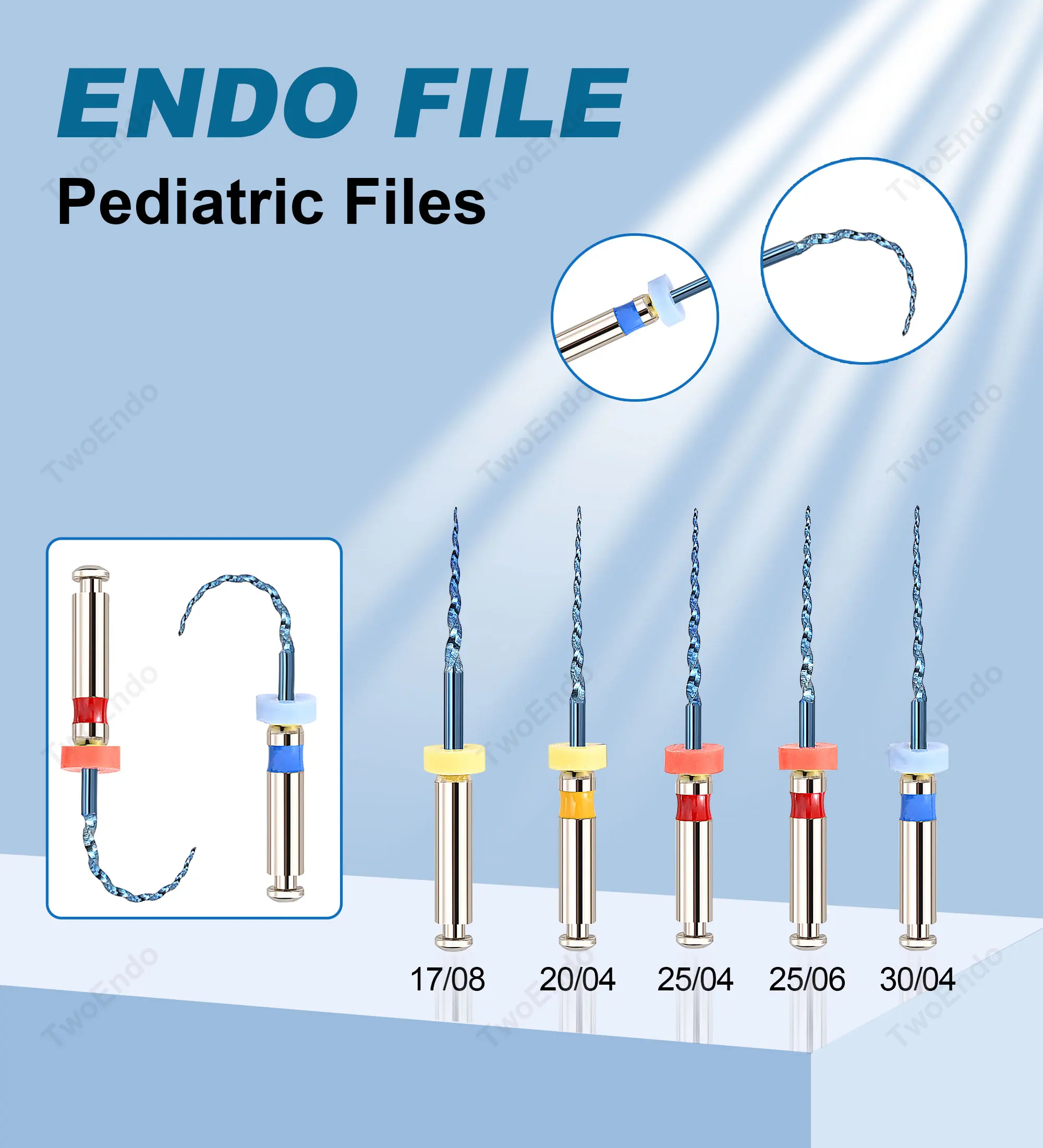 5 PCS/Pack Dental Niti Heat Activated Pediatric Files Rotary For Baby Root Canal Treatment Child Endo Files