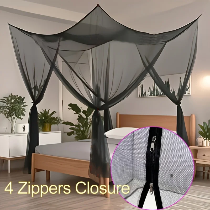 1pc Large Four Corner Bed Canopy Mosquito Net for Bedroom Guest Room Dorm Room