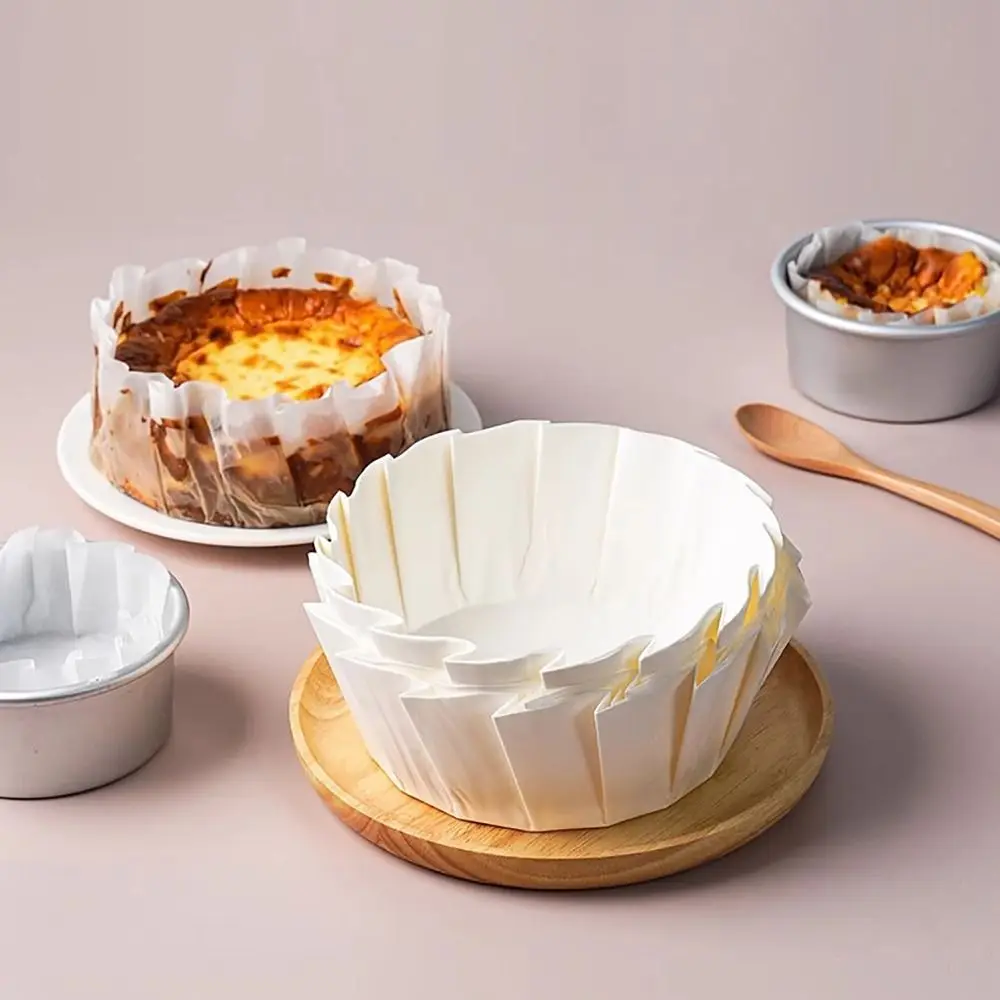 50Pcs Kitchen Use Baking Papers Cake Wrap Foldless Disposable Basques Cake Paper Oilproof 4/6/8inch Cupcake Liner