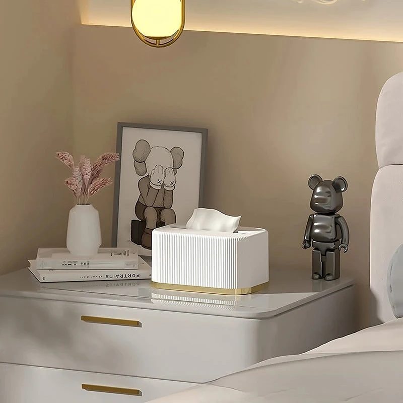 Square Plastic Tissue Box Holder Decorative Tissue Cover Modern Cube Facial Tissue Dispenser Living Room Bedroom Office