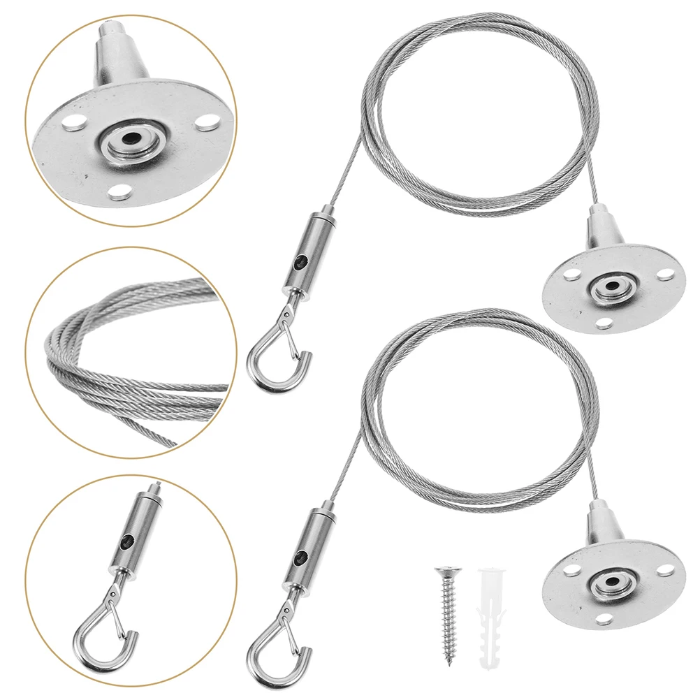 6 uds cuerda de iluminación perchas de imagen ajustables alambre colgante acero inoxidable