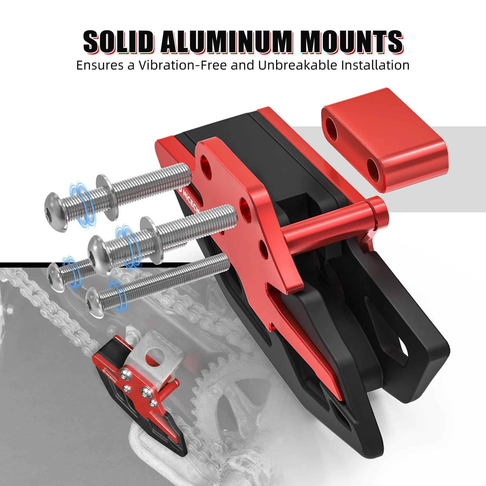 Nicecnc guia de corrente de motocicleta, proteção de roda dentada deslizante para yamaha banshee 350 1987-2006 6061-t6 alumínio atv 5x4-22199-00-00