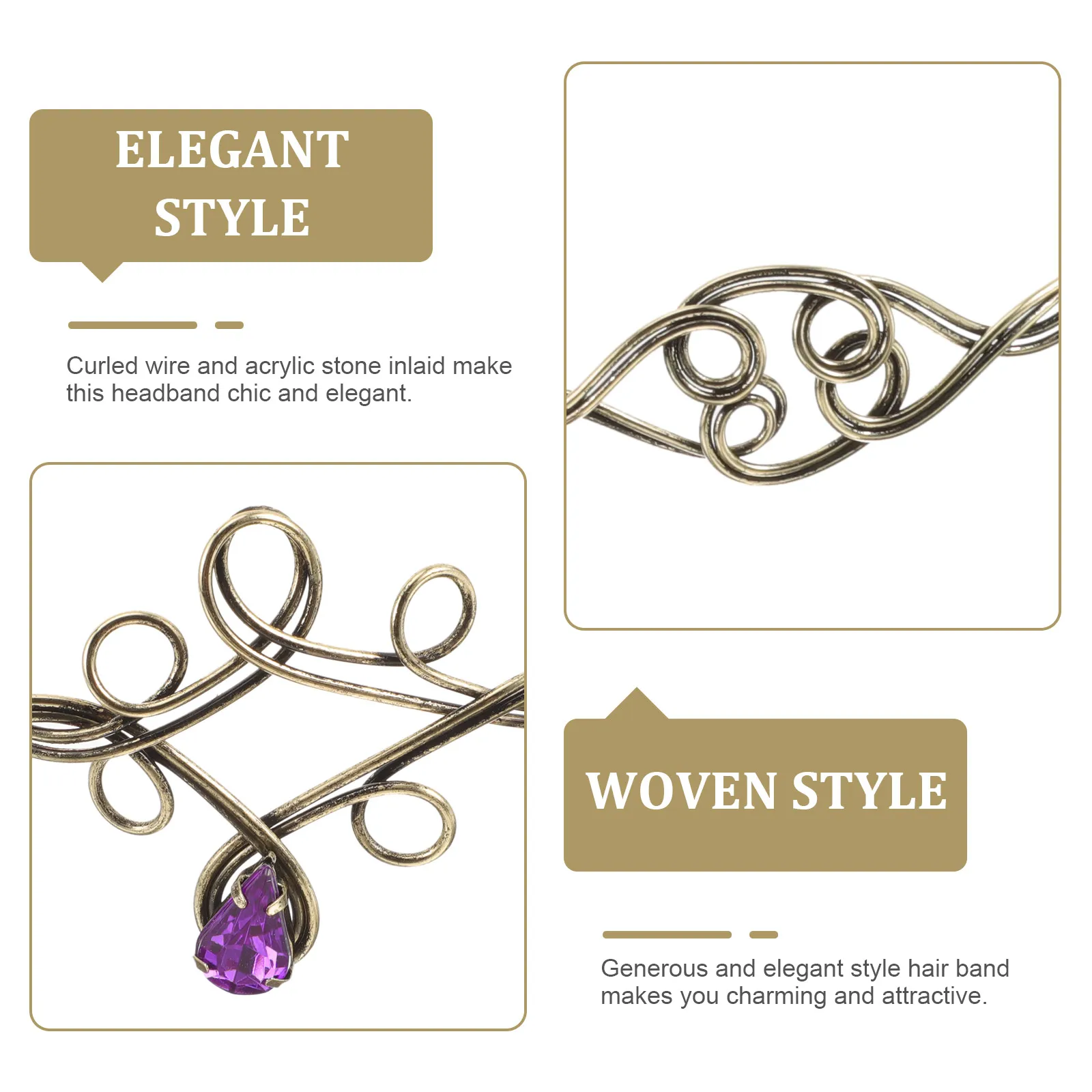 

Metal Hair Hoop Woven Style Durable Comfortable Women Hairband Elegant Wedding Party Accessories Hair Tools Styling