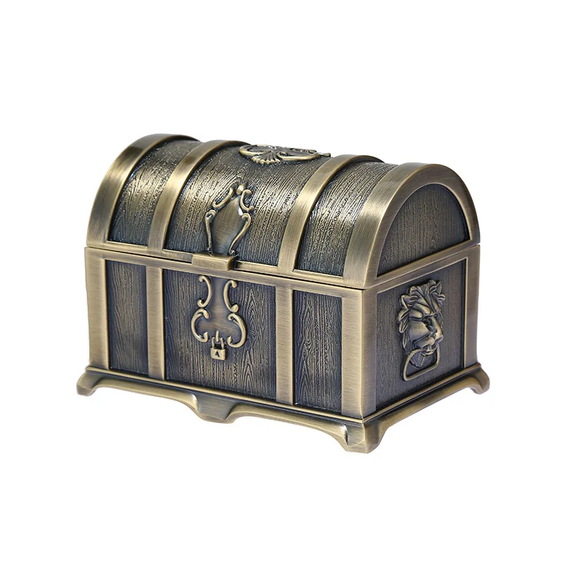 

Vintage Creative Lion Handle Jewelry Box Dressing Table Desktop European Classical Treasure Chest Light Luxury Home Storage Box