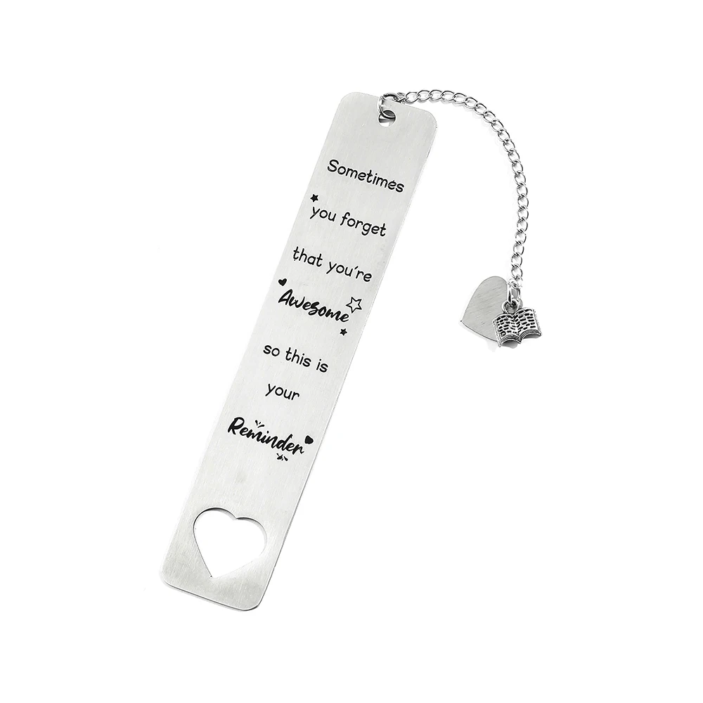 Metal Aço Inoxidável Amor Bookmark, Carta Leitura Bookmark, Material de aprendizagem, Padrão do presente do professor