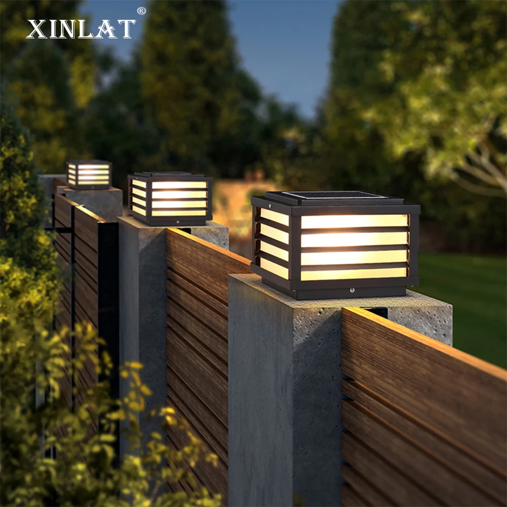 Solar Pillar Lights Outdoor Garden Lights Modern Waterproof Pillar Lights Super Bright Villa Fence Garden Gate Pillar Pillar